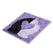 Couple Cats Lila Keramik Tile - Schöne Liebe Fliese (Seite)