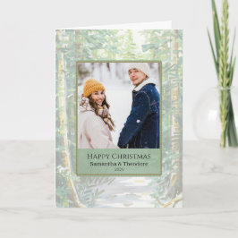 Couple Christmas Photo Card - Woodland Karte