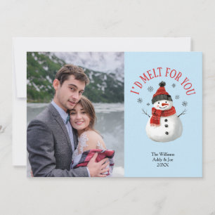 Couple Christmas Snowman Niedlich Custom Foto Holi Feiertagskarte