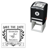 Couple Crest Ribbon Botanical Save the Date #2 Permastempel (Beispiel)