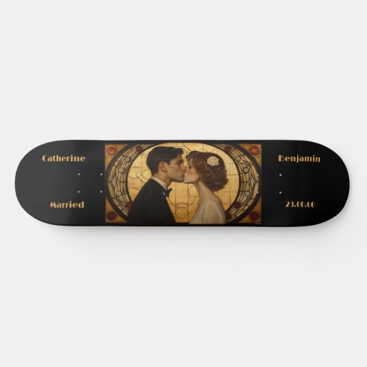 Couple Customize Art Deco Skateboard (Horizontal)