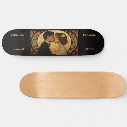 Couple Customize Art Deco Skateboard (Horizontal)