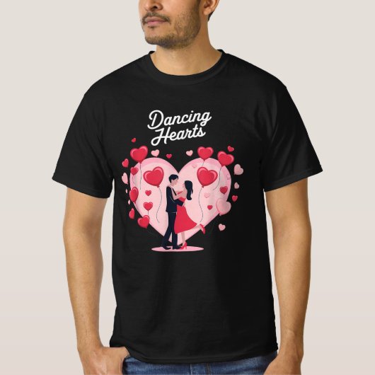 Couple Dancing Hearts Liebe Valentinstag T-Shirt (Vorderseite)