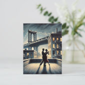 Couple Dancing mit Brooklyn Bridge Postkarte (Stehend Vorderseite)