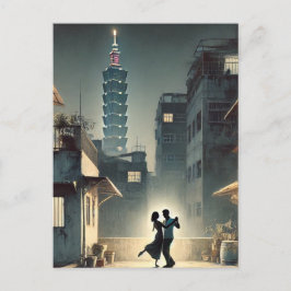 Couple Dancing mit Taipei 101 im Hintergrund Postkarte