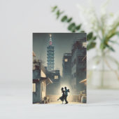 Couple Dancing mit Taipei 101 im Hintergrund Postkarte (Stehend Vorderseite)