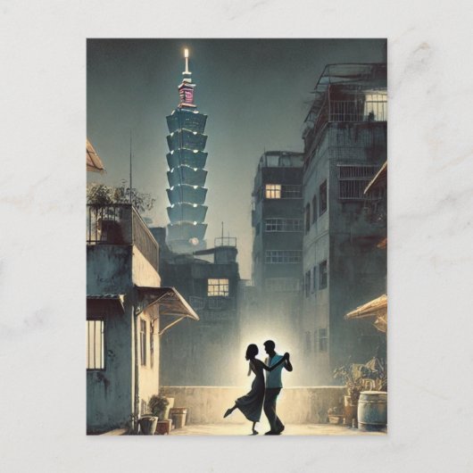 Couple Dancing mit Taipei 101 im Hintergrund Postkarte (Vorderseite)