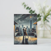 Couple Dancing mit Taipei 101 Postkarte (Stehend Vorderseite)