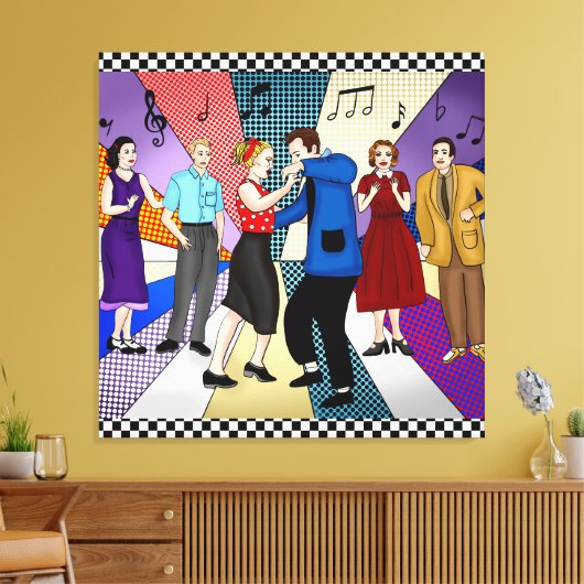 Couple Dancing | Retro Nostalgic der 50er Jahre Leinwanddruck (Insitu (Wohnzimmer))