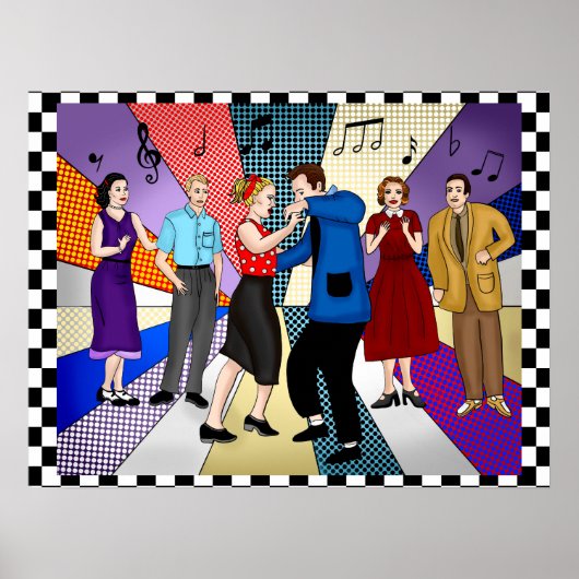 Couple Dancing | Retro Nostalgic der 50er Jahre Poster (Vorne)