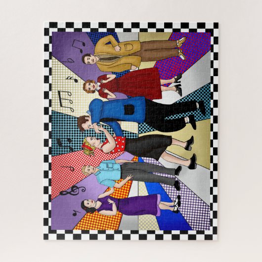 Couple Dancing | Retro Nostalgic der 50er Jahre Puzzle (Vertikal)