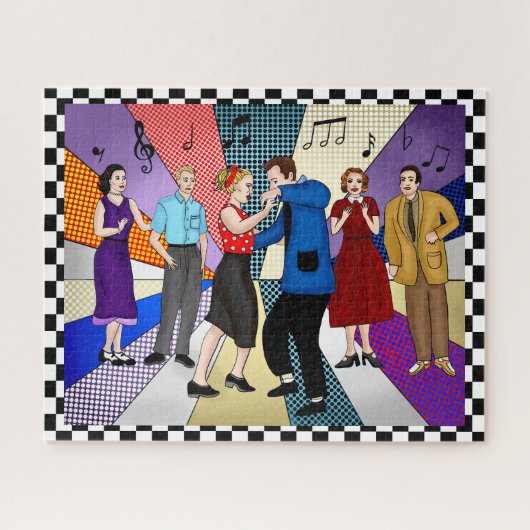 Couple Dancing | Retro Nostalgic der 50er Jahre Puzzle (Horizontal)