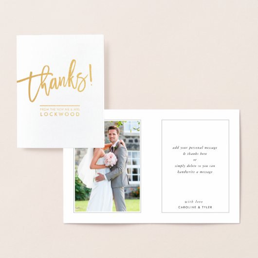 COUPLE DANKS neuvermähltes Foto moderne Minimalsch Folienkarte (Anzeige)