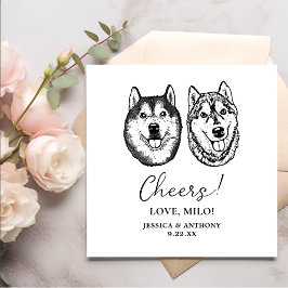 Couple Dog Hand Zeichnend Personalisierte Beifall Serviette