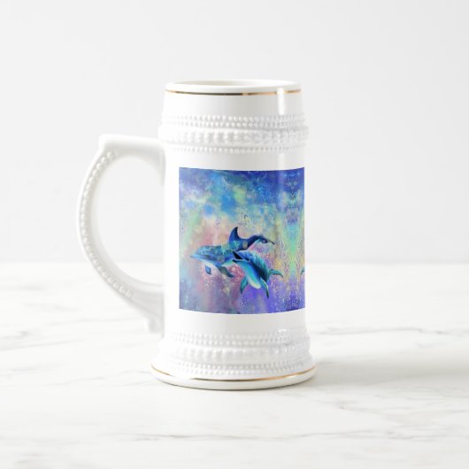 Couple Dolphin Beer Stein Bierglas (Links)