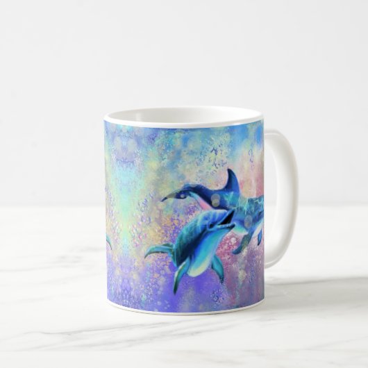 Couple Dolphin Coffee Tasse (VorderseiteRechts)