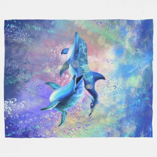Couple Dolphin Fleece Blanket (Vorderseite (Horizontal))