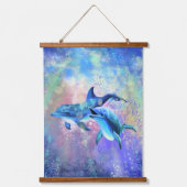 Couple Dolphin Hanging Tapestry Wandteppich Mit Holzrahmen (Vorderseite)