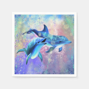 Couple Dolphin Napkins Happy Family Serviette