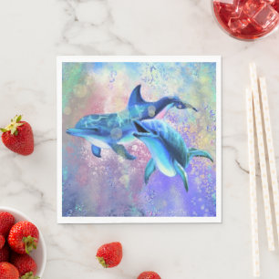 Couple Dolphin Napkins Serviette