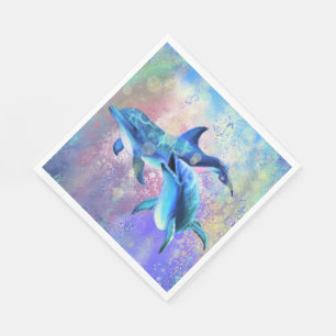 Couple Dolphin Napkins Serviette