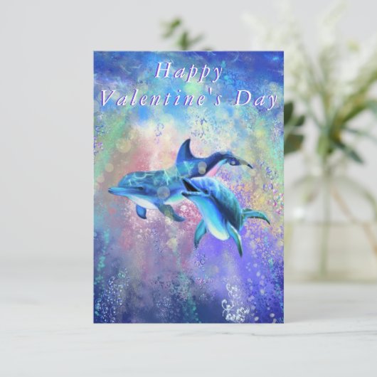Couple Dolphin Valentine's Day Card - I Liebe You Karte (Stehend Vorderseite)
