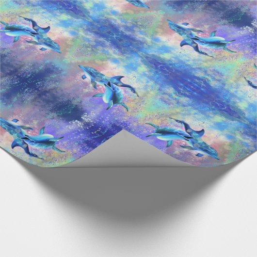 Couple Dolphin Wrapping Paper Geschenkpapier (Ecke)