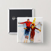 Couple Downhill Skiing Button (Vorne & Hinten)