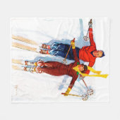 Couple Downhill Skiing Fleecedecke (Vorderseite (Horizontal))