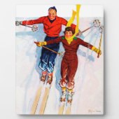 Couple Downhill Skiing Fotoplatte (Vorderseite)