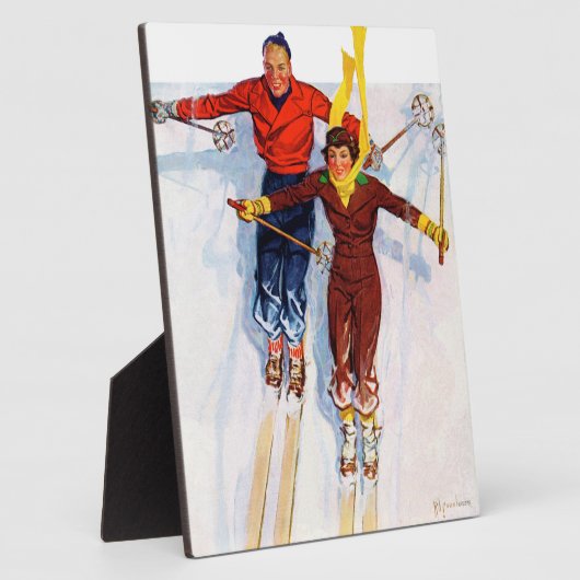 Couple Downhill Skiing Fotoplatte (Seite)