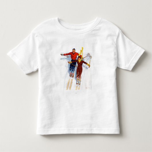 Couple Downhill Skiing Kleinkind T-shirt (Vorderseite)