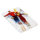 Couple Downhill Skiing Magnet (Rechte Seite)