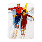 Couple Downhill Skiing Magnet (Vertikal)