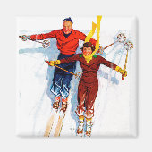 Couple Downhill Skiing Magnet (Vorne)