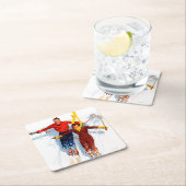 Couple Downhill Skiing Rechteckiger Pappuntersetzer (Vor Ort)