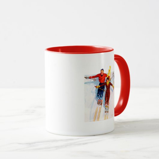 Couple Downhill Skiing Tasse (VorderseiteRechts)