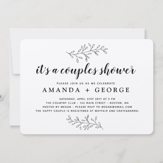 Couple Dusche Einladung rustikale Kraftkarte (Vorderseite)