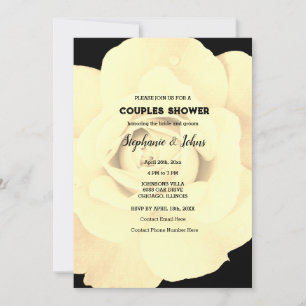 Couple Dusche Elfenbeinblume Rose Hochzeit Einladung