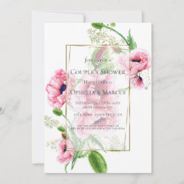 COUPLE-DUSCHE | Pink Poppy Bouquet Einladung