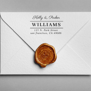 Couple Elegant Monogram Wedding Rücksendeadresse Permastempel