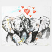 Couple Elephant Fleece Blanket Malerei (Vorderseite (Horizontal))
