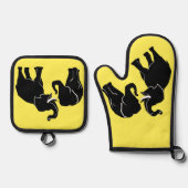 Couple Elephant Oven Mitt & Pot Holder Set (Vorderseite)