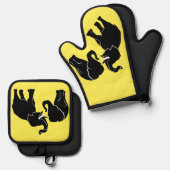 Couple Elephant Oven Mitt & Pot Holder Set (Vorderseite/Rückseite)