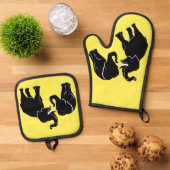 Couple Elephant Oven Mitt & Pot Holder Set (Oben Unten)