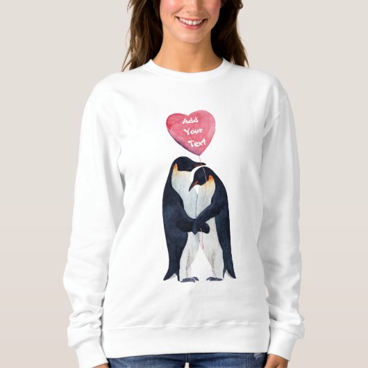 Couple Emperor Pinguins Herz Personalisiert  Sweatshirt (Vorderseite)