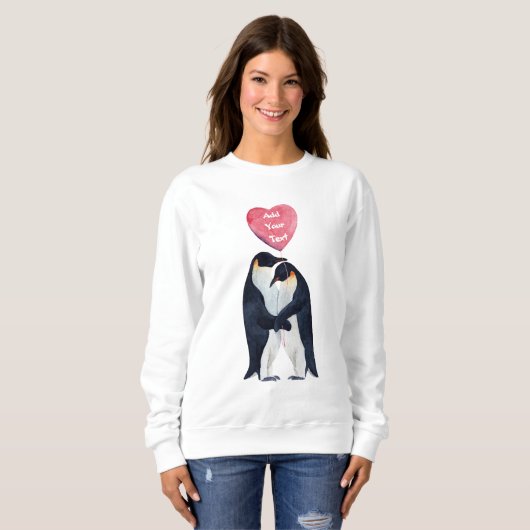 Couple Emperor Pinguins Herz Personalisiert  Sweatshirt (Vorne ganz)