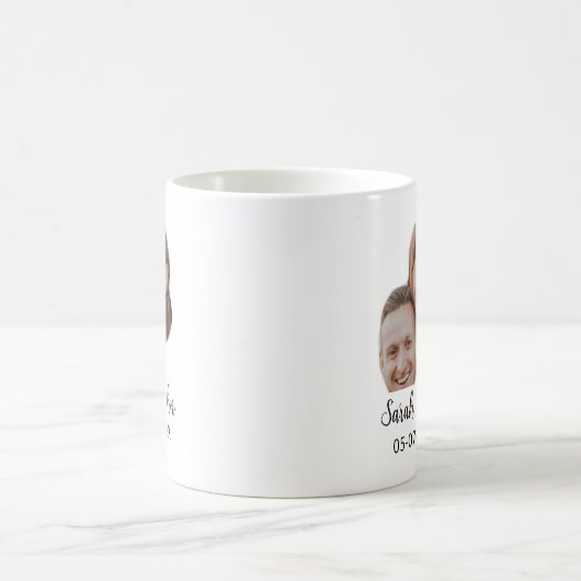Couple face photo add name date simple wedding  kaffeetasse (Mittel)