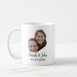 Couple face photo add name date simple wedding kaffeetasse
