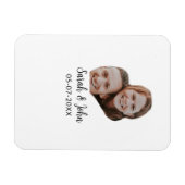 Couple face photo add name date simple wedding magnet (Horizontal)